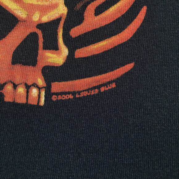 Y2K Liquid Blue Flame Skulls Pile T Shirt Mens Large Tee Grunge Fire Vintage - Picture 5 of 13